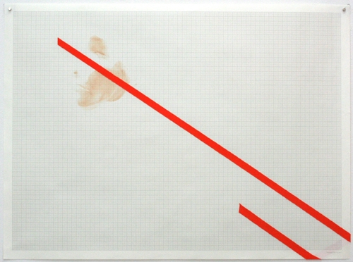 <p>blood brain barrier (melatonin disturbance)</p><p> </p><p>2015<br />cosmetic foundation, sport tape, acid free graph<br />paper 100gsm<br />56 x 76 cm</p>