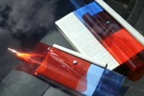 <p>Conditions for neurotransmission [P.O.V.]</p><p> </p><p>2016<br />compressed car, 2 cars, one driver, 12 acrylic rods<br />with connectors, ipad, ipod, 2 laptops, 2 external<br />webcams, 3 acrylic mirrors, 2 books, light filters,<br />looped sound piece, internet live stream<br />dimensions variable</p>