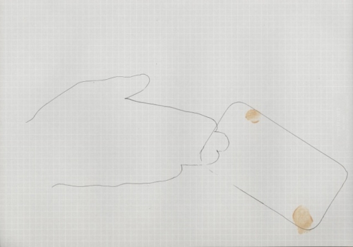 <p>transference <touchscreen></p><p> </p><p>2014<br />pen, cosmetic on graph paper<br />21 x 29,7 cm</p>