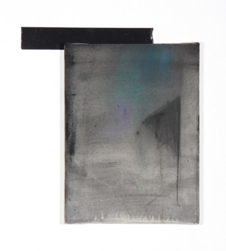 <p>Frauke Boggasch<br />Untitled<br /> <br />2009<br />Oil, graphite and crayon on canvas, tape<br />40 x 30 cm</p>
