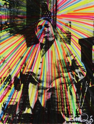 <p>Fashion Fatcat and the Sycophantic Couturier (Rays)</p><p> </p><p>2009</p><p>Silkscreen, acrylic and varnish on linen</p><p>195 x 150 x 4 cm</p>