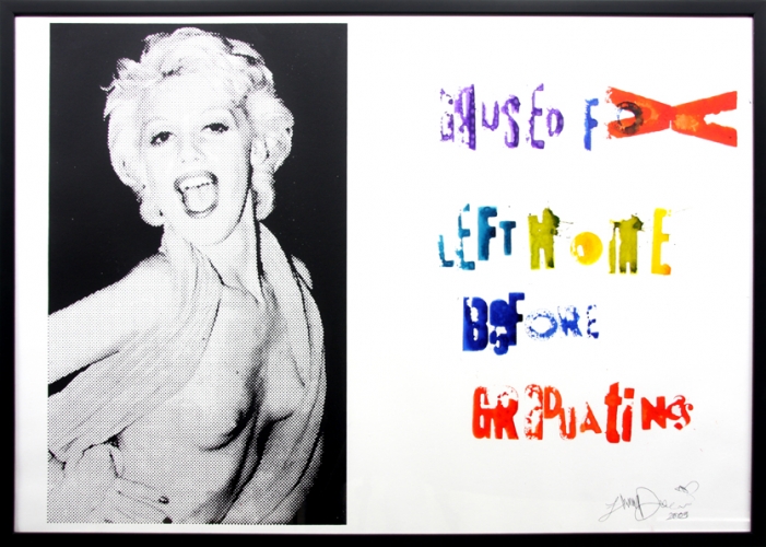 <p>Abused Fox left Home before Graduating</p><p> </p><p>2009<br />Silkscreen and acrylic on linen<br />73 x 103 x 3 cm</p>