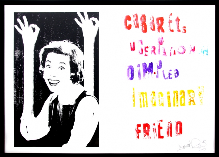 <p>Cabarets Userpation on dimpled Imaginary Friend</p><p> </p><p>2009<br />Silkscreen and acrylic on linen<br />73 x 103 x 3 cm</p>
