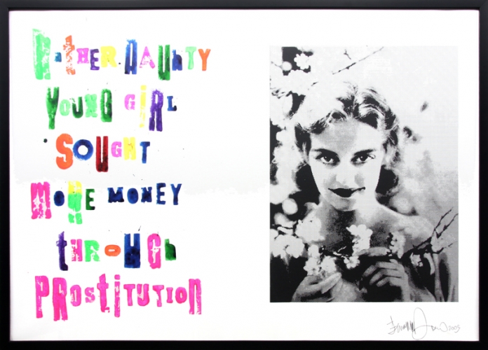 <p>Rather nauhty young Girl sought more Money through Prostitution</p><p> </p><p>2009<br />Silkscreen and acrylic on linen<br />73 x 103 x 3 cm</p>